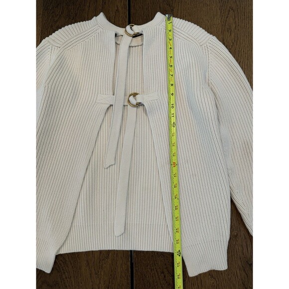 Alexander Wang Open Back Heavy Knit Sweater Women’s Size M Ivory Gold Rings - Picture 8 of 10